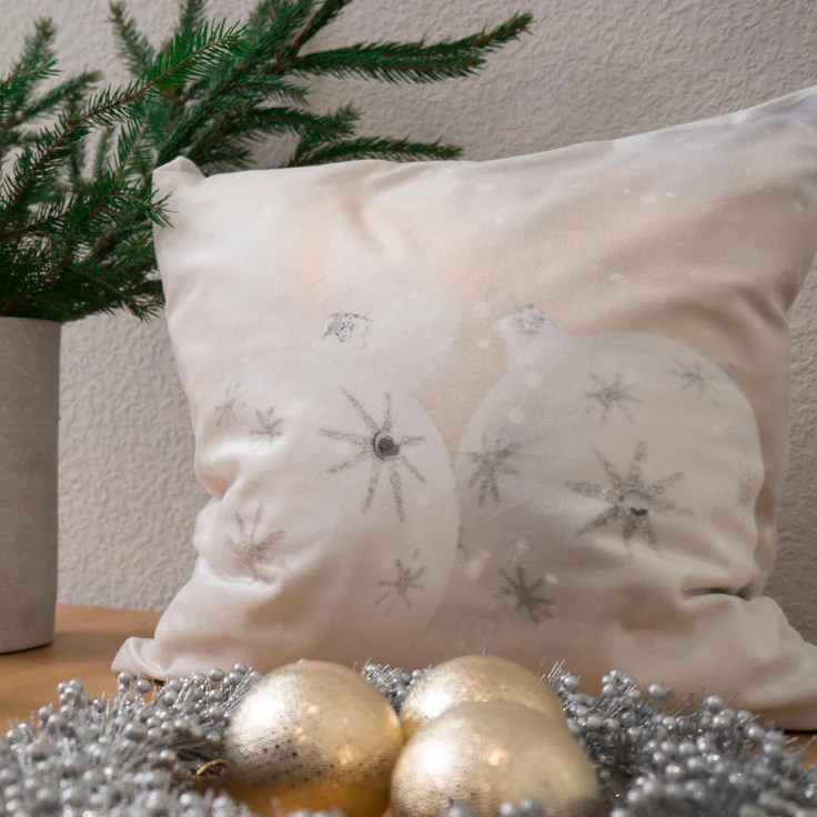 Kissen Deko beige Weihnachtsschmuck 40x40 Polyester kissenbezug Dekokissen – Bild 3