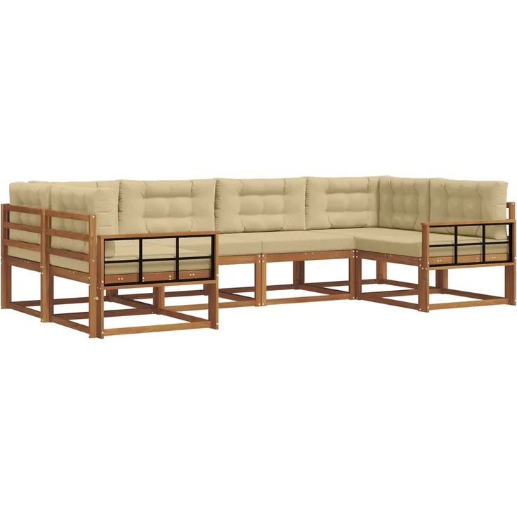vidaXL Outdoor-Sofagarnitur 6 stk. 6-Sitzer Natur und Beige 3368081 – Bild 2
