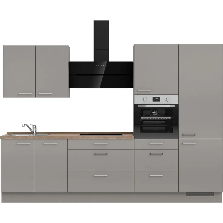 nobilia® Küchenzeile "Laser II", Ausrichtung wählbar, Breite 300 cm, vormontiert, wahlw. mit unterschiedlichen E-Geräten-Sets