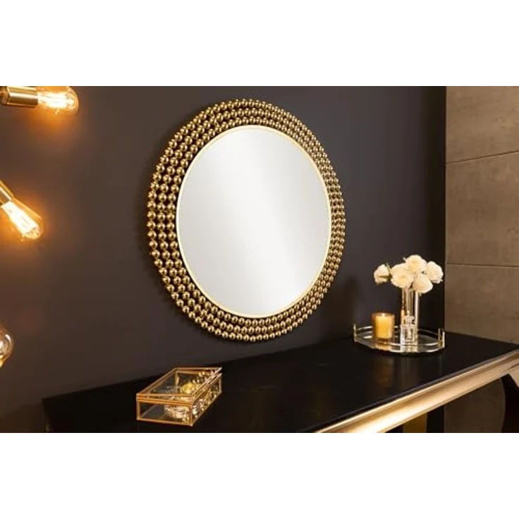 riess-ambiente Wandspiegel PEARLS Ø75cm gold (Einzelartikel, 1-St), Flur · Metall · Rahmen · rund · dekorativ · Schlafzimmer · Design – Bild 3