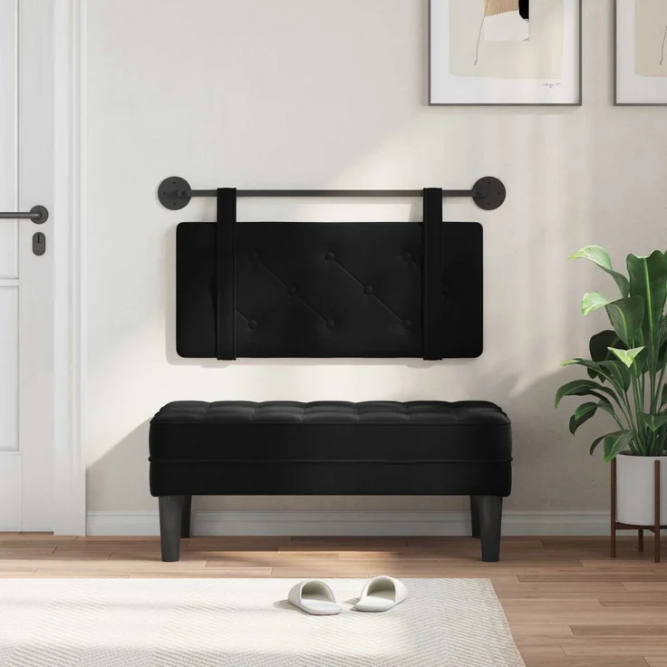 vidaXL Hängendes Kopfteil Schwarz Samt 5 x 90 x 55 cm – Bild 3
