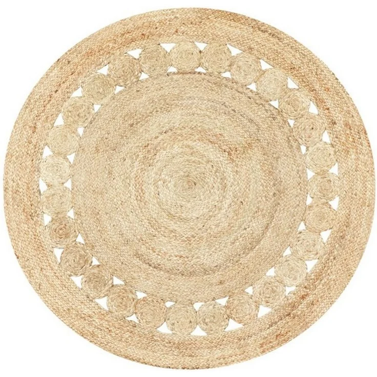 Marrakesch Orient & Mediterran Interior Teppich Runder Jute-Teppich Jemina handgemacht aus Jute in Natur-Beige 120 cm, Höhe: 1 mm, Handarbeit – Bild 1