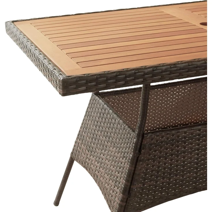 Teamson Home 5-teiliges Gartenmöbel-Set für den Außenbereich, Rattan-Gartentisch & 4 Stühle mit abnehmbaren Kissen, wetterbeständig, Braun/Creme – Bild 6