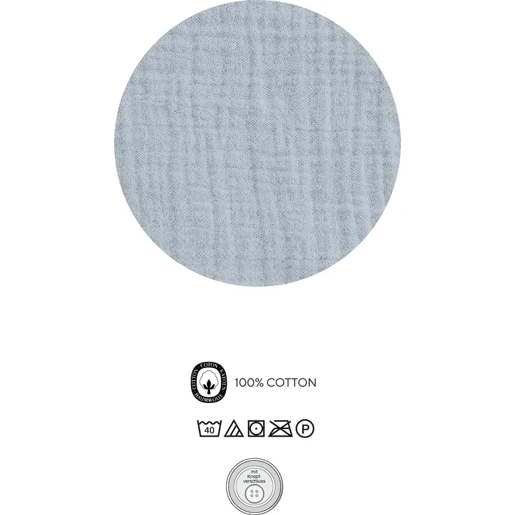 biberna Musselin Bettwäsche 0480500 UNI, taubenblau, 1x 135x200 cm + 1x 80x80 cm – Bild 5