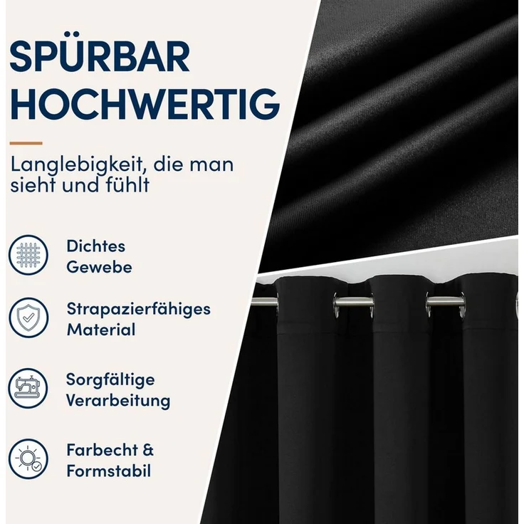 Stoffschmiede Gardine Blickdicht - Kräuselband & Ösen, Ösen – Bild 3