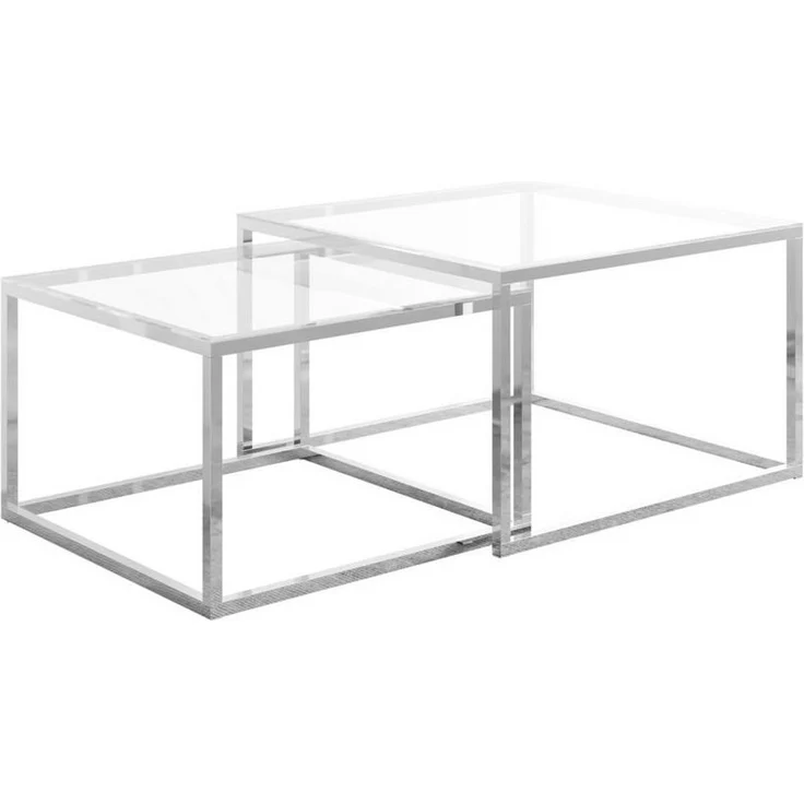 Lookway Couchtisch YOSHI 2in1 Glastischplatte und Chromgestell (2er-Set), Breite: 70 cm und 60 cm – Bild 4
