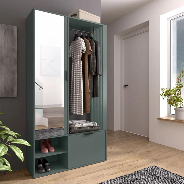 AX LIVING Garderobe Flur Milanoir 100cm mit Spiegel Modern Green Stone – Bild 3