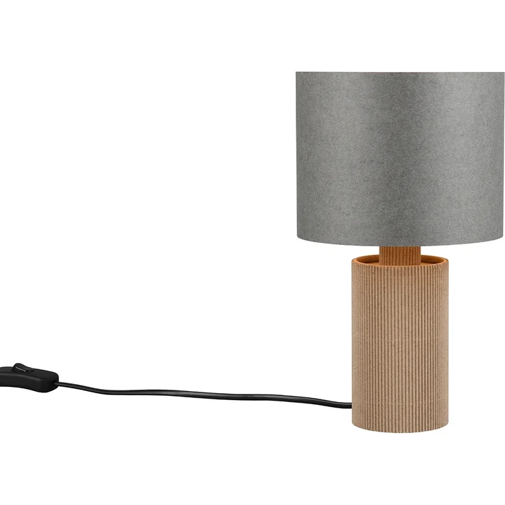 Kleine LED Tischleuchte aus recycelter Pappe und Bambus, Höhe 28cm – Bild 2