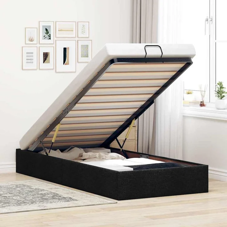 vidaXL Ottoman-Bett ohne Matratze Schwarz 100x200 cm Stoff 3310856 – Bild 1