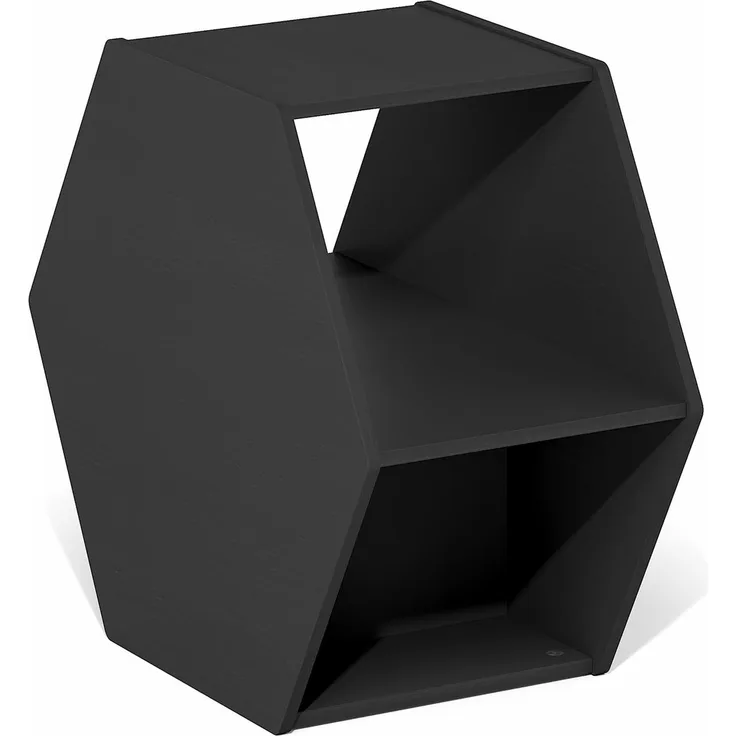 Furinno Moderner Sechseckiger Couchtisch mit Offenem Aufbewahrungsregal, Americano