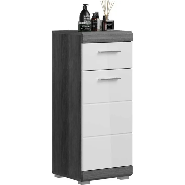 Unterschrank Stirling / Scout, Holzwerkstoff, Grau, Weiß, 37 x 88 x 31 cm