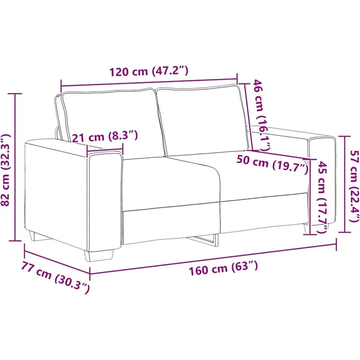 vidaXL Zweisitzer-Sofa Dunkelgrün 160x77x82 cm Cordstoff 4105197 – Bild 8