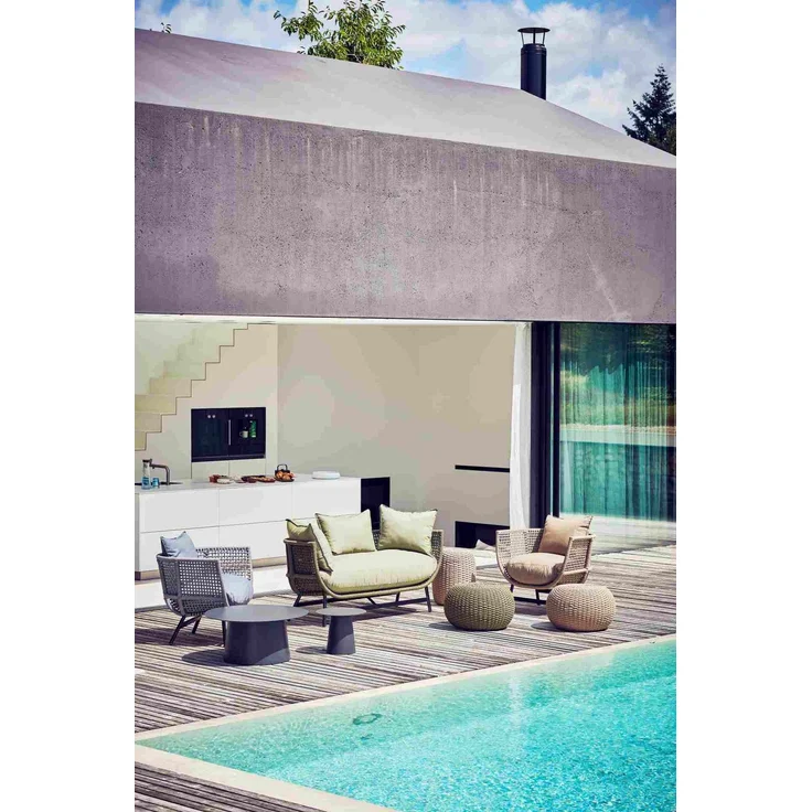 Gartensofa Suka aus Aluminium, modern und gepolstert, Taupe, pflegeleicht für Outdoor – Bild 2