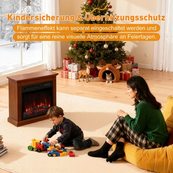 HOMAVO Elektrokamin mit Schrank, 18''/23'' Elektrokamin mit Heizung, 3D-Flammeneffekt, Fernbedienung, Timer(18'') – Bild 6