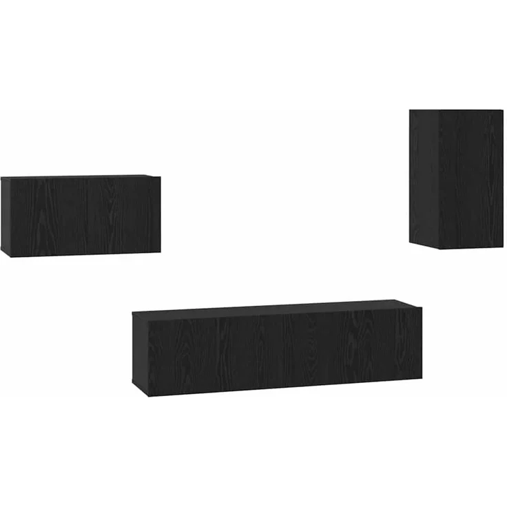 vidaXL TV-Schrankset 4 Stk. Schwarz Eichen-Optik Holzwerkstoff 3393298 – Bild 2