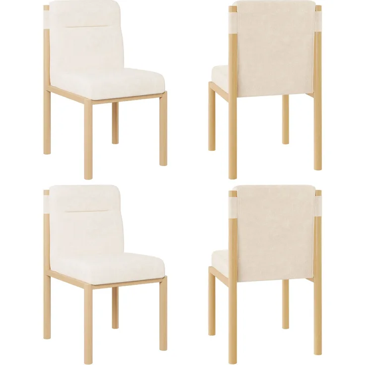 Merax Esszimmerstuhl (Set, 4 St) Eisengestell in Eichenholz-Optik , 4er Set Polsterstühle Wohnzimmerstuhl Sherpa-Stoff Beige