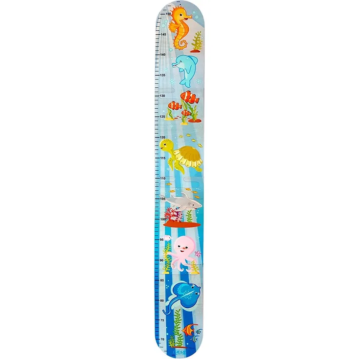 Hess Holzspielzeug 14603 - Messlatte aus Holz für Kinder, Serie Seepferdchen, handgefertigt, 4 teilig, geeignet für eine Körpergröße von ca. 66 bis 152 cm