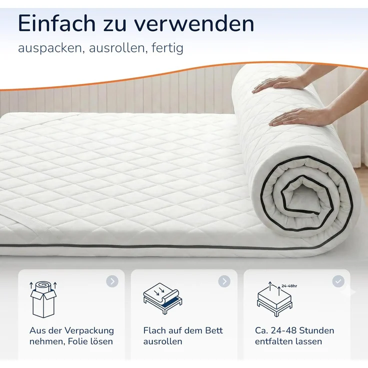 Komfortschaum Topper 210x90x6cm 212g Bezug (210.090.06-KOS) [ROW1354] – Bild 9