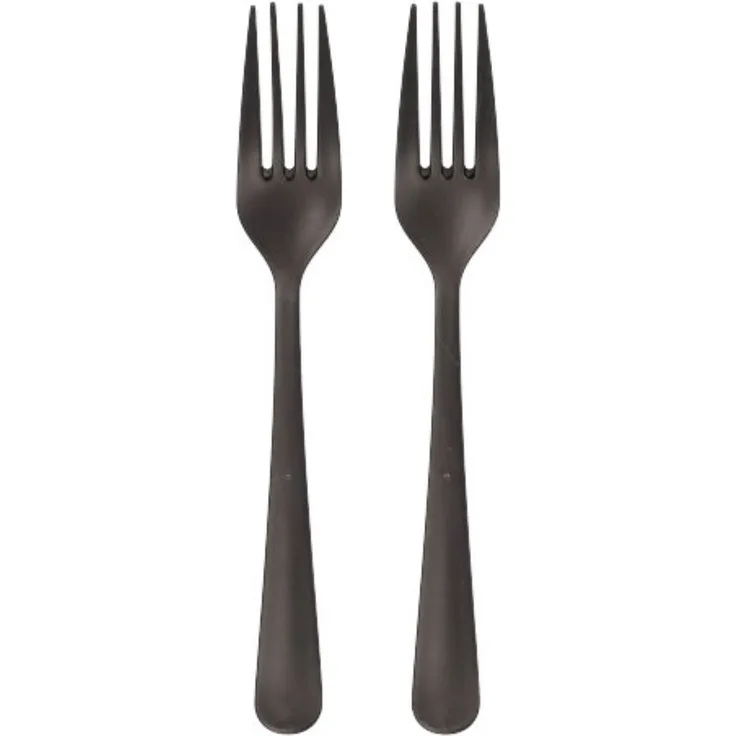 100 "Circulware" Mehrweg-Gabeln PP-MF 19 cm schwarz "Gaia" extra stabil, in Spenderbox