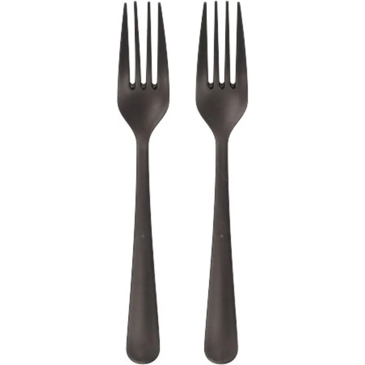 100 "Circulware" Mehrweg-Gabeln PP-MF 19 cm schwarz "Gaia" extra stabil, in Spenderbox