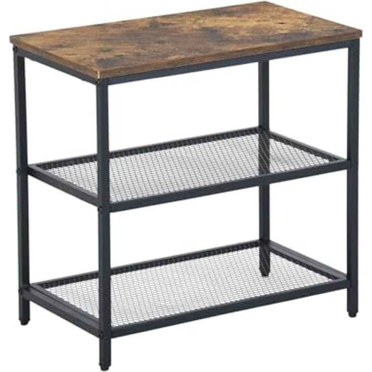 FurnitureR 3-Tier Küchenregal, Schreibtisch Storage Organizer, Stehende Gewürzregal für Arbeitsplatte Küche Wohnzimmer Badezimmer, Industriedesign, Vintage Braun – Bild 1