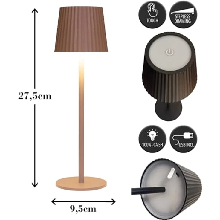 Coen Bakker Deco BV LED Außen-Tischleuchte Touch Tischlampe dimmbar mit Akku, In-/Outdoor, Touch-Funktion, LED fest verbaut, Kaltweiß, Warmweiß, Tageslichtweiß – Bild 3