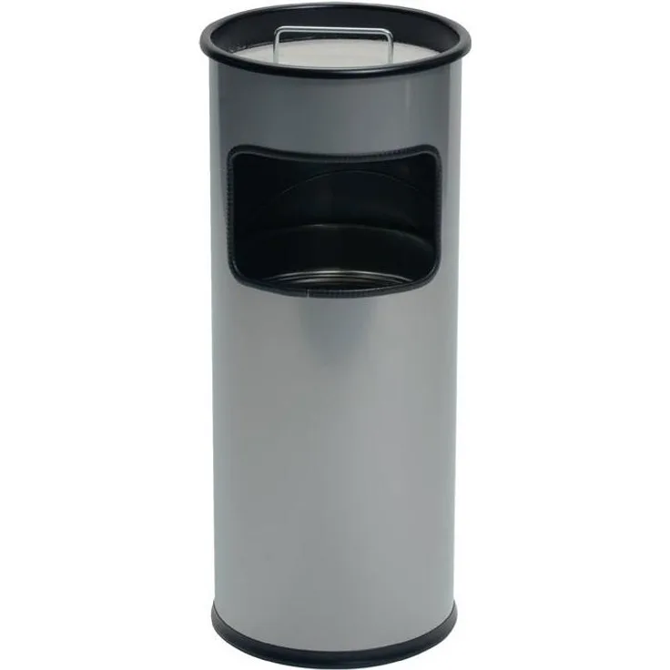 Standascher mit Sandschale METALL rund, 260x620 mm (ØxH), 17 l, silber metallic