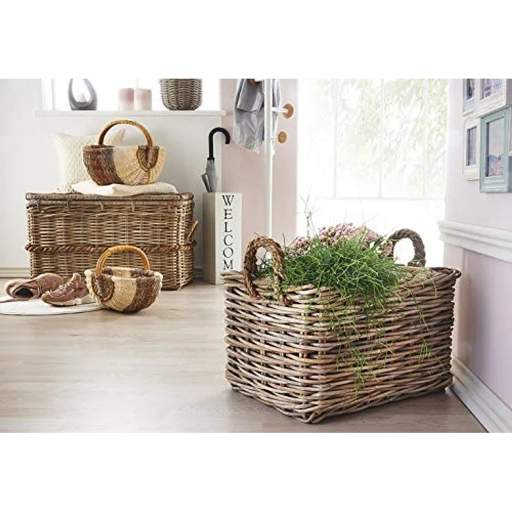 Kobolo Truhe Kiste aus Rattan Kubu Grey mit Deckel 80x45x48 cm – Bild 2