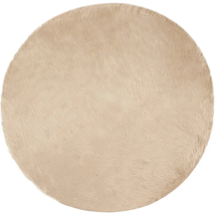 vidaXL Kunstschaffell Teppich Tafalla Beige Ø 120 cm Polyester 42021493 – Bild 1