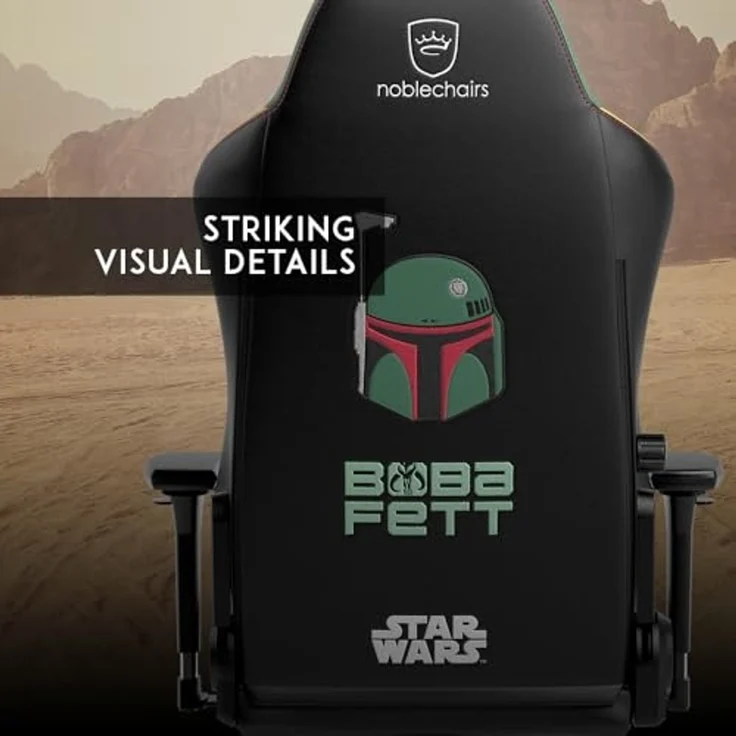 noblechairs Hero Komfortable und Langlebige Gaming Stuhl, Perfekt Optimierte Ergonomie des Stuhls Sorgt für Hohen Sitzkomfort, Belastbarkeit 150 kg, Boba Fett Edition – Bild 4