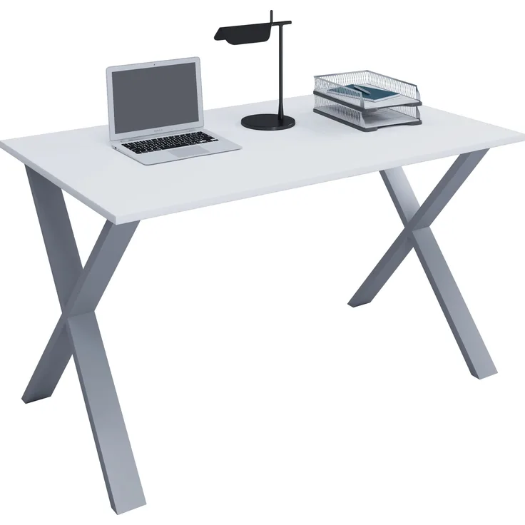 VCM Schreibtisch Lona 914726 Silber / Weiß H. 76 x B. 110 x T. 80 cm