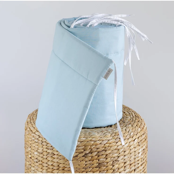 Loolay Bettnestchen HELLBLAU Blau Baumwolle Atmungsaktives Babybett Nestchen BETTUMRANDUNG, (Himmelblau GESCHENK Ausstattung für Neugeborene Babybett 140x70 o. 120x60 cm mit Sprossen, Umrandung Kopfschutz Bett Schutz Bettschlange 420, 360, 210, 180x30c... – Bild 5