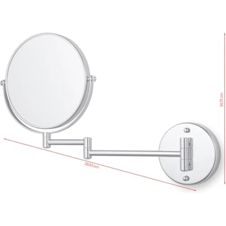 tesa Schminkspiegel schwenkbarer Kosmetikspiegel Visioon - selbstklebend und doppelseitig (Komplett-Set, 1-St, Inkl. Powerkit Montagezubehör - enthält Klebelösung und Adapter), 5-fache Vergrößerung - Wandmontage ohne Bohren - 30 x 48 cm - Silber – Bild 5