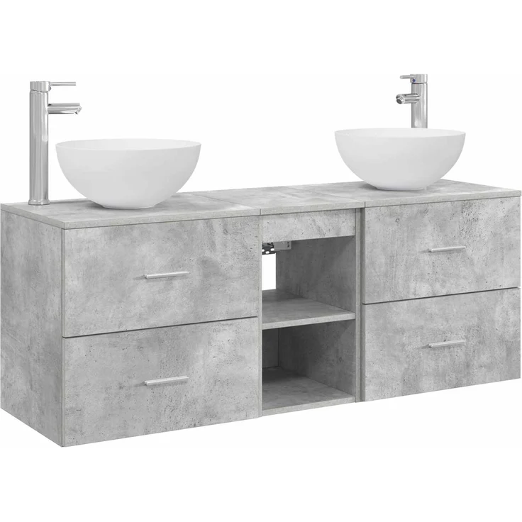 vidaXL Badezimmerschrank-Set 3 stk. Betongrau 129 x 35 x 80 cm 3405790 – Bild 2