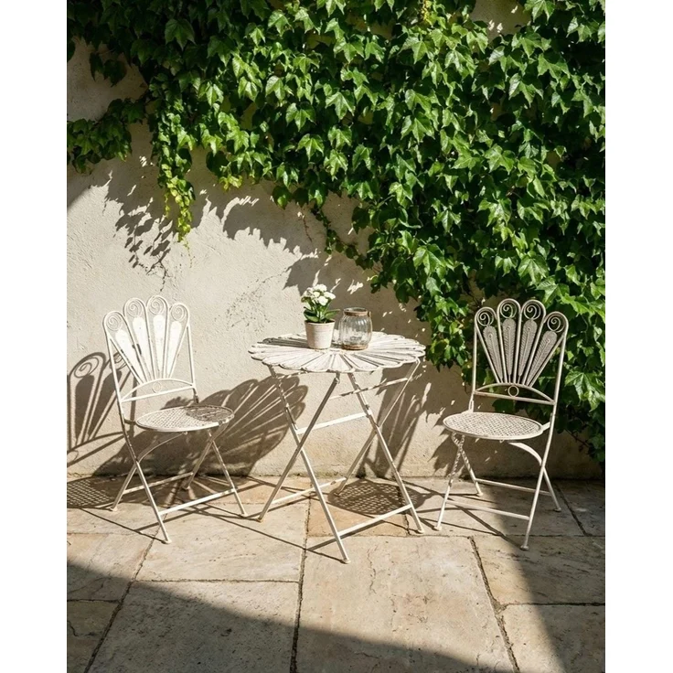 Gartenstuhl 2er Set PAVIA klappbar Metall Cremeweiß – Bild 3