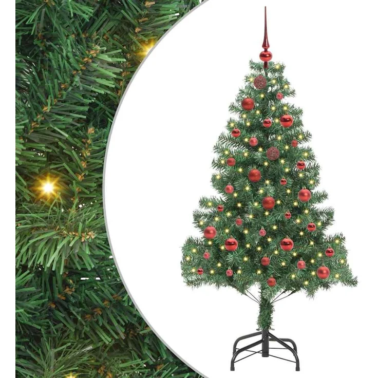 vidaXL Weihnachtsbaum mit LED-Beleuchtung Grün 150 cm PVC und Stahl 3396367 – Bild 2