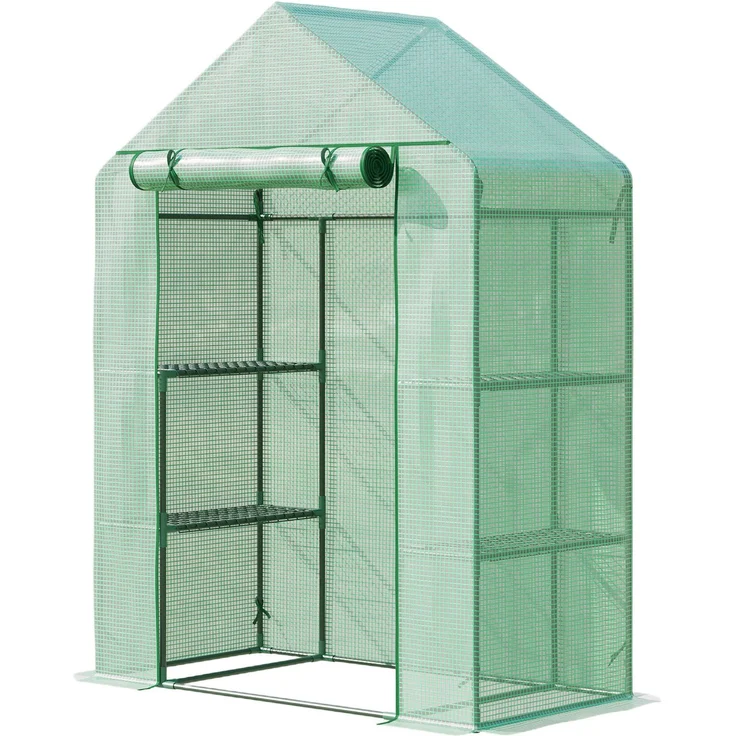 MELAYR, Gartengewächshaus mit 3 Regalböden, 96 x 28 x 13 cm, Grün – Bild 2
