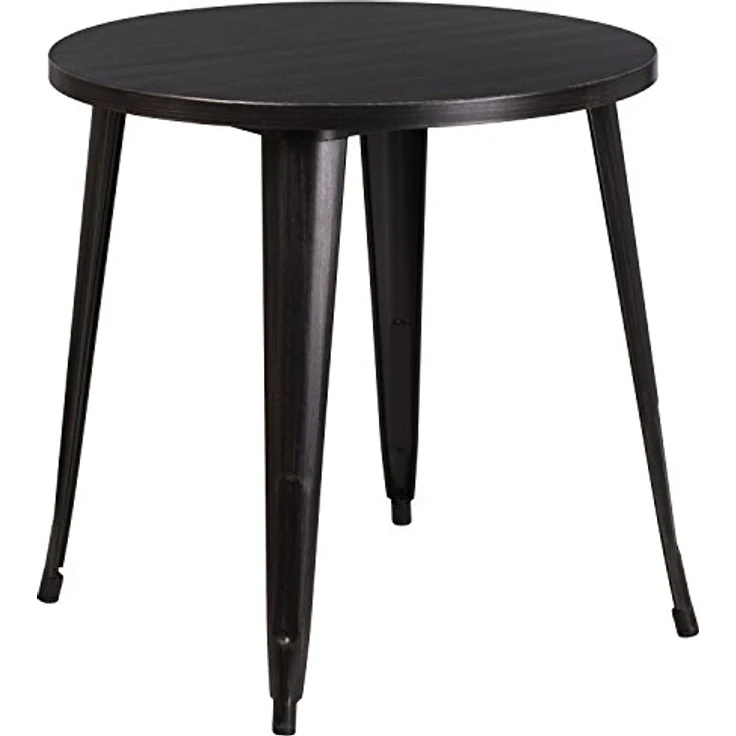 Flash Furniture Jeffrey Tisch für Innen- und Außenbereich, 76,2 cm, rund, Schwarz-Antik-Gold-Metall, für den Innen- und Außenbereich – Bild 2