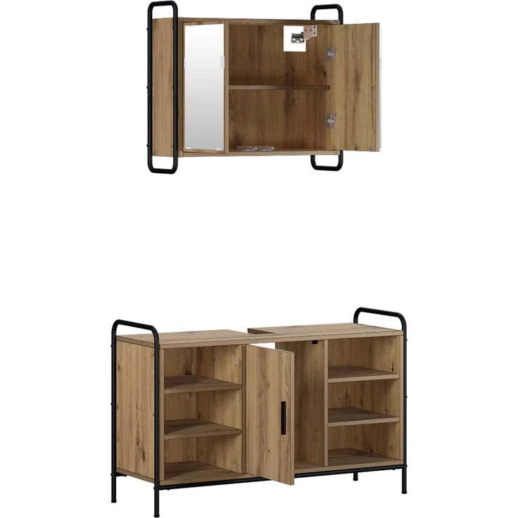 vidaXL Badezimmerschrank-Set 2 stk. Artisan-Eiche 65,5 x 34 x 61 cm 3444494 – Bild 4