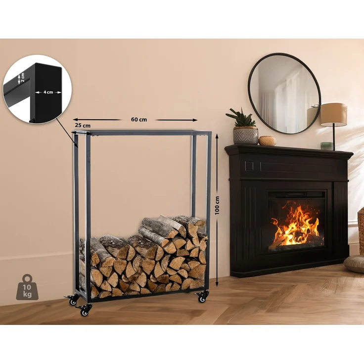 CLP Kaminholzständer Hetta,schwarz 25x60x100 cm – Bild 3