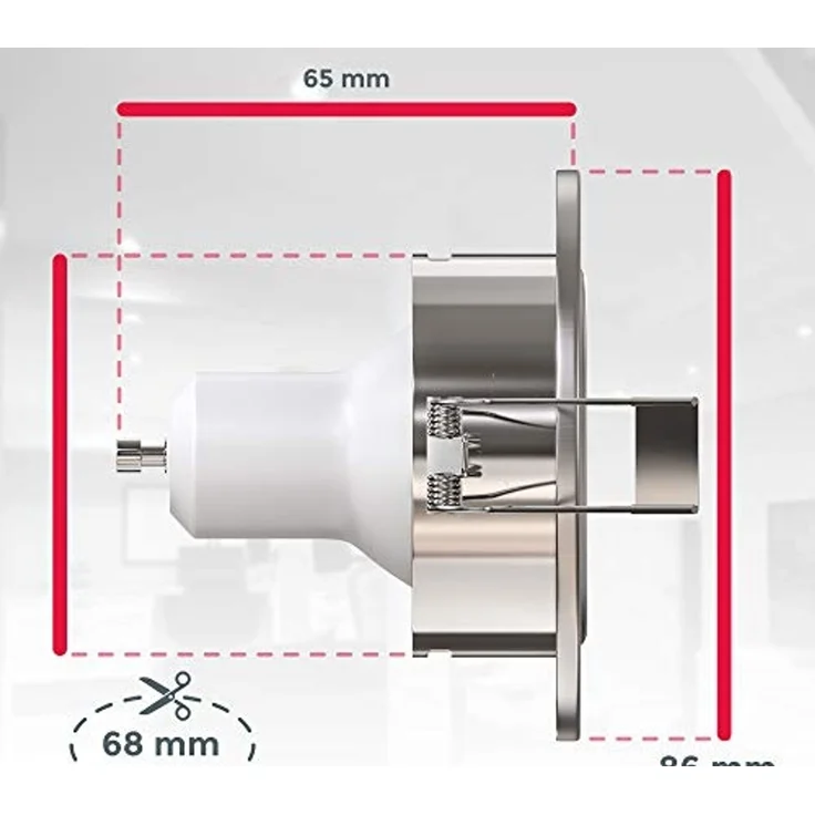 B.K.Licht LED Einbaustrahler 6er SET Einbauleuchten 86mm flach dimmbar Einbaumaß 68mm - 10-04-06-S, Dimmfunktion, LED wechselbar, Warmweiß, 3000K Einbauspots schwenkbar 5,5W 400lm GU10 Leuchtmittel matt-Nickel – Bild 6