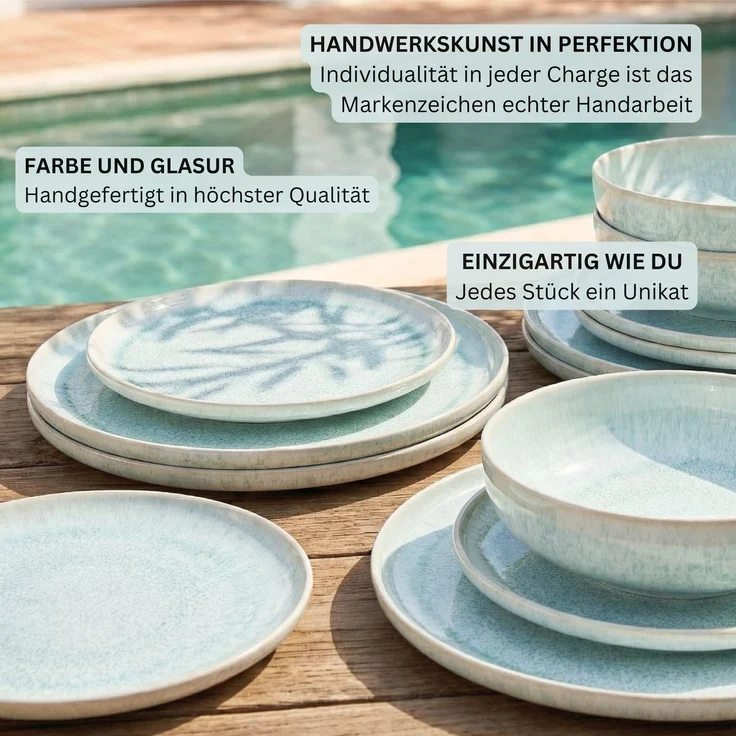 SÄNGER Steingut Geschirrset Paros, Tafelservice 12 teilig für 4 Personen – Bild 7