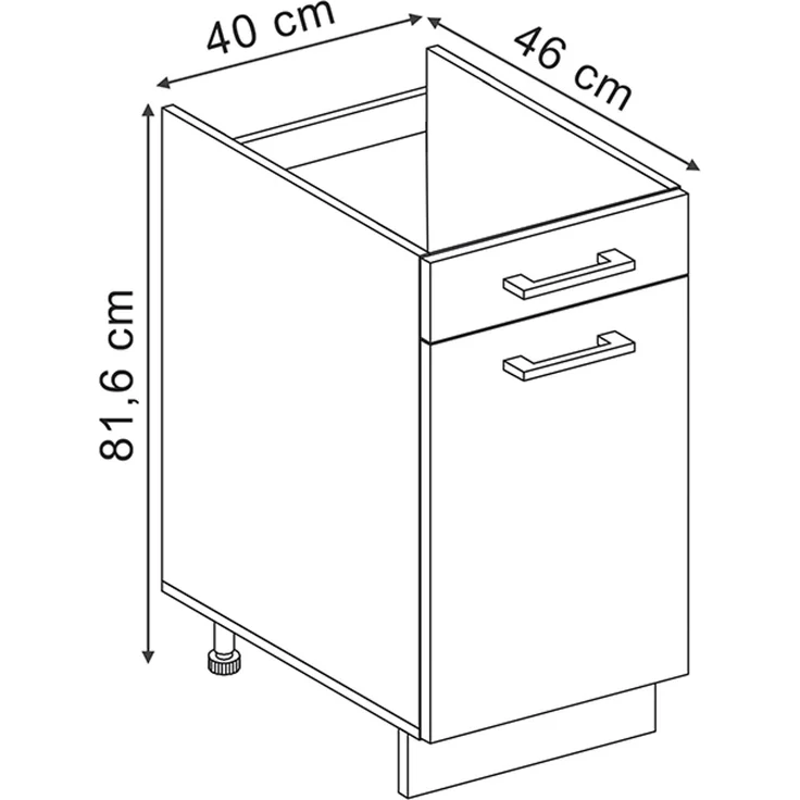 Küchenunterschrank R-Line Anthrazit Hochglanz/Goldkraft Eiche 40 cm ohne Arbeitsplatte Vicco – Bild 2