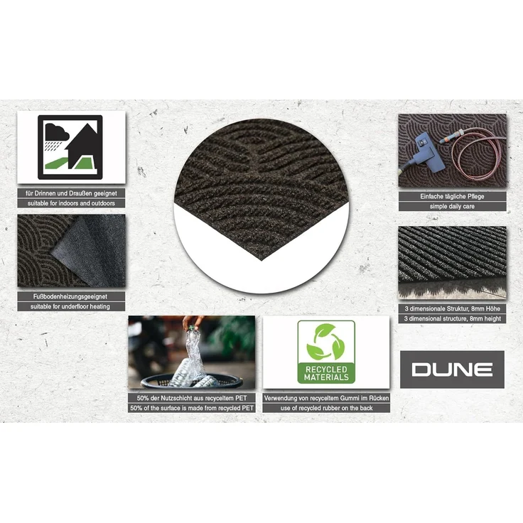 wash+dry by Kleen-Tex Fußmatte DUNE Halfmoon dark grey, halbrund, Höhe: 8 mm, Schmutzfangmatte, rutschhemmend, In- und Outdoor geeignet, waschbar – Bild 4