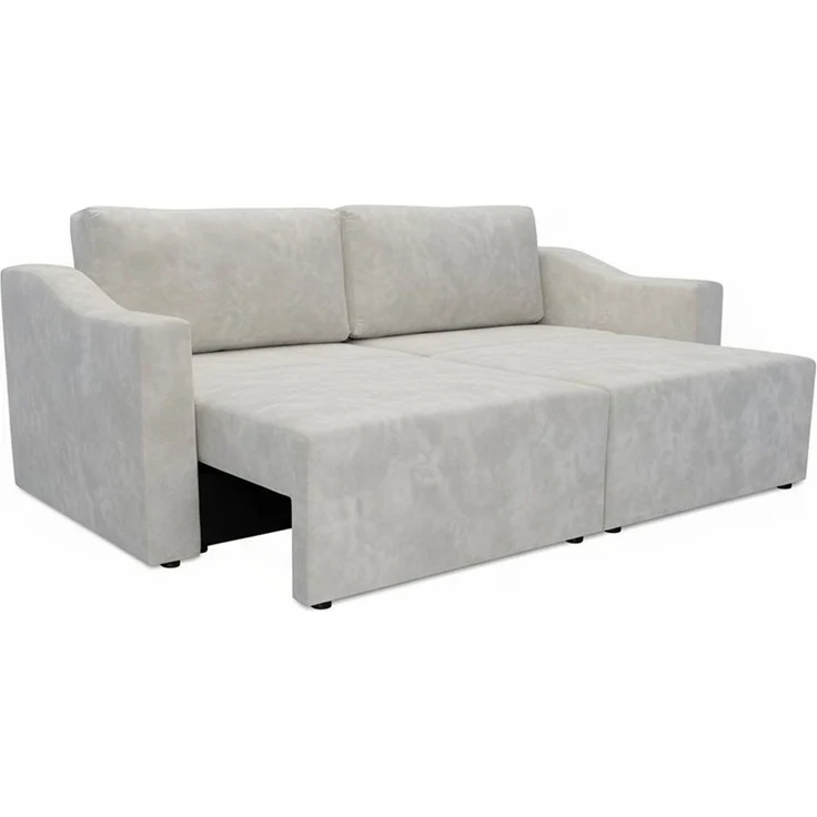 Wohnero24 Schlafsofa MONELLA 234x100 cm – modernes Sofa mit Schlaffunktion 154x200 cm & Bettkasten, RIVIERA Veloursstoff in Hellgrau – Bild 4