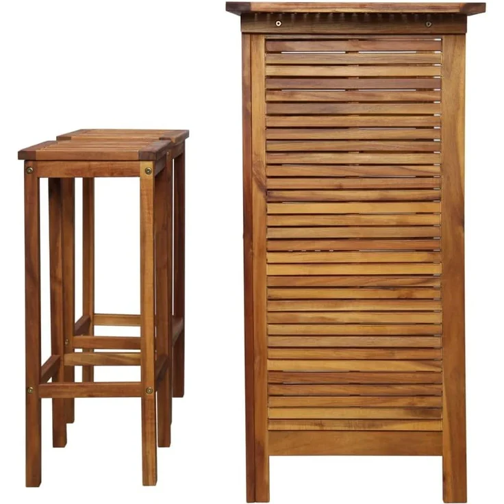 vidaXL Bartisch und Stuhl-Set 3-tlg. Akazienholz Massiv [44008] – Bild 8