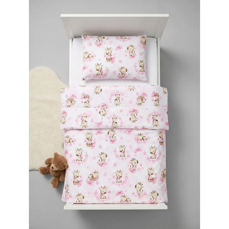 TupTam Kinderbettdecke-Set, Ganzjahresdecke, 2tlg., 1x Bettdecke, 1x Flachkissen, Giraffe/ Rosa, 135x100 cm – Bild 3