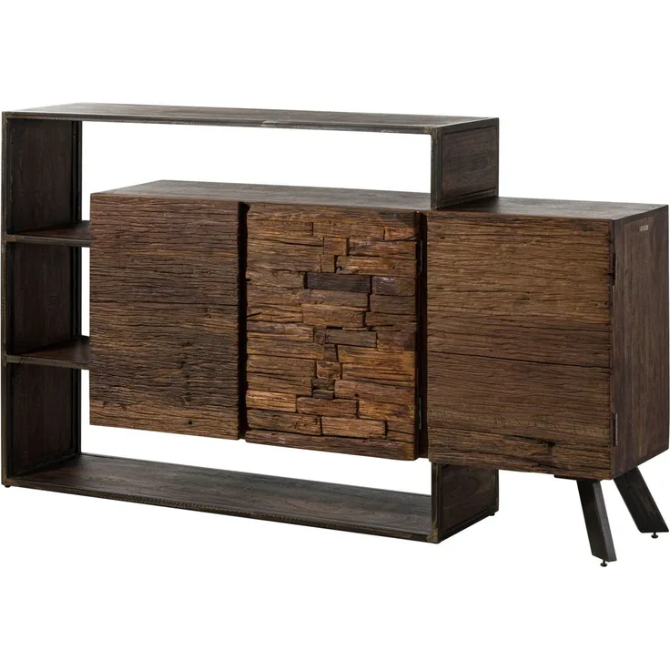 Sideboard CITY Akazie massiv grau Beleuchtung Wolf Möbel