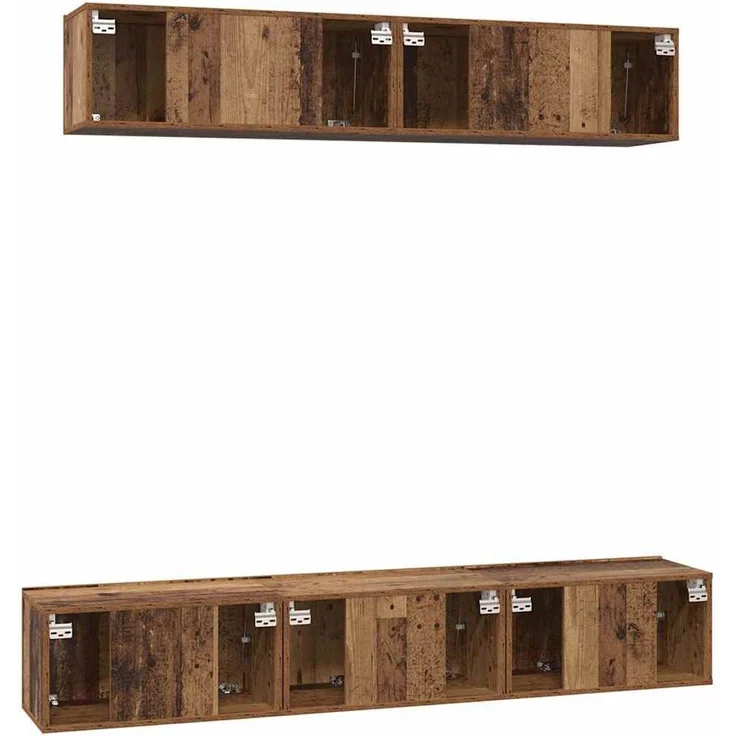 vidaXL TV-Schrankset Wandmontiert 5 pcs Altholz Holzwerkstoff 3393213 – Bild 8