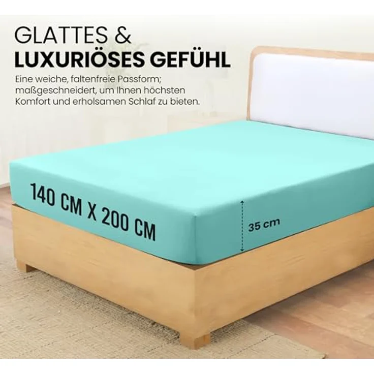 Utopia Bedding - Spannbettlaken 140x200 cm - Spa Blau - Oeko-Tex Zertifiziertes Gebürstete Mikrofaser Spannbetttuch - 35 cm Tiefe Tasche – Bild 3